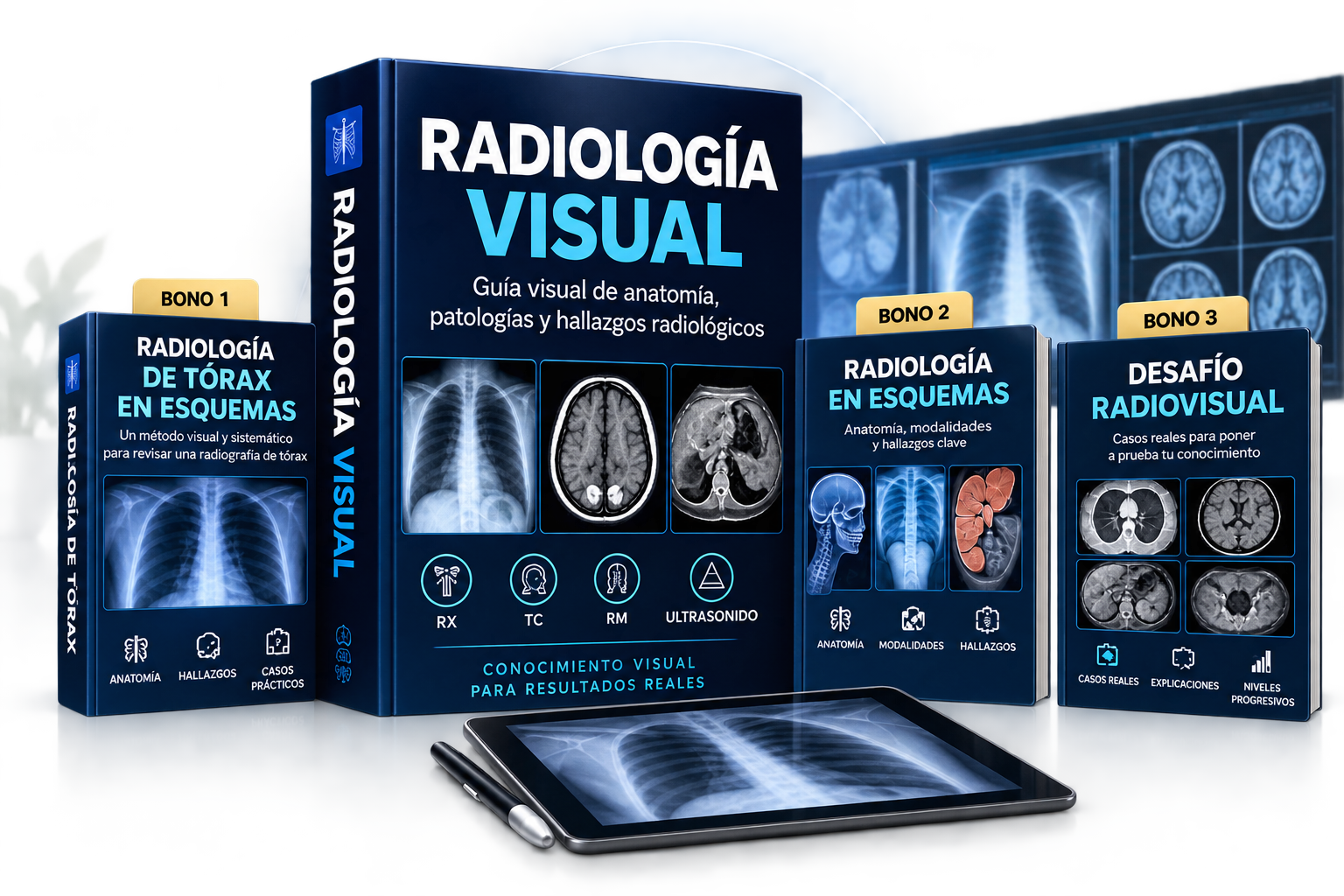 Radiología Visual + 3 bonos: guía visual de anatomía, patologías y hallazgos radiológicos